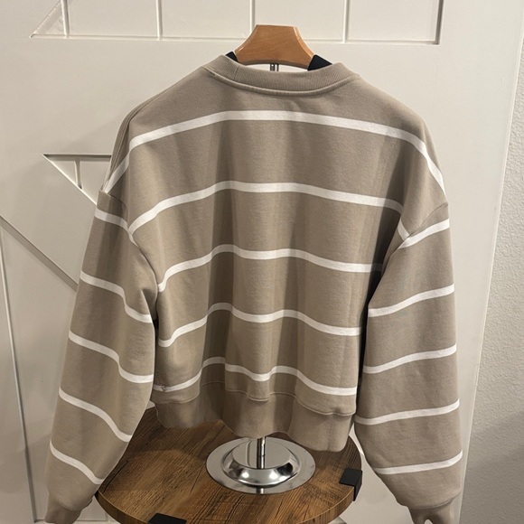 Athleta Crewneck Sweater in Beige and White Stripes - Picture 3 of 5